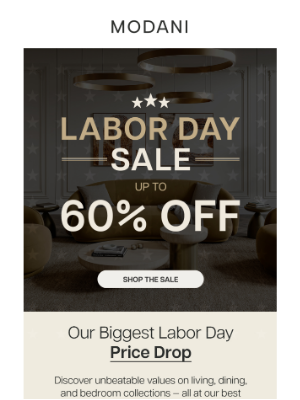 Modani Furniture - Labor Day Deals Are Selling Out FAST!  Shop NOW