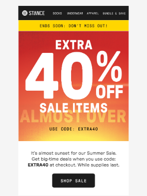 Stance - Ending Soon: EXTRA 40% OFF Sale Items