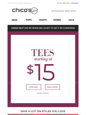 Chico's - << $15+ tees are HERE >> Shop up to 70% off semi-annual sale styles