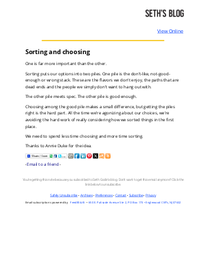 Seth Godin - Seth's Blog : Sorting and choosing