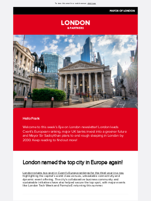 London and Partners (United Kingdom) - London is the top meetings destination in Europe for the third year running!