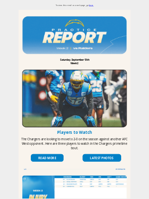 Los Angeles Chargers - Practice Report: Players to Watch