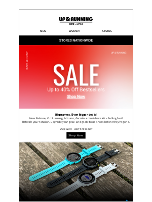 Up & Running (United Kingdom) - SALE on Top Brands: On, New Balance & Garmin