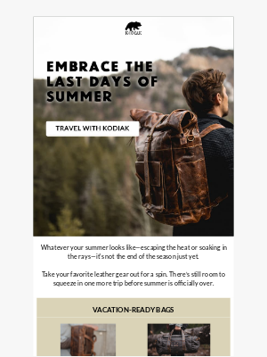 Kodiak Leather Co. - Hey Kodiak Family, summer isn’t over yet! 🧳🛣️