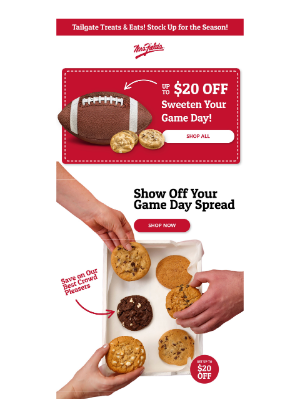 Mrs. Fields - Sweeten Game Day with $20 OFF 🏈