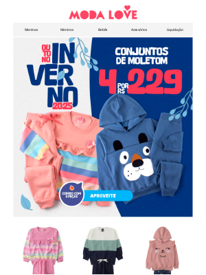 Modalove (Brazil) - 🍂 Inverno 2025: 3 Conjuntos de Moletom por R$ 180 🌟