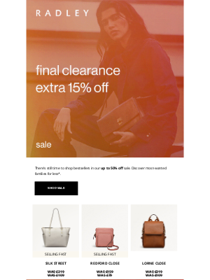 Up to 50% off bestselling handbags