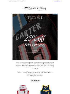 Mitchell & Ness Nostalgia Co - 25% Off Iconic Jerseys — One More Day!