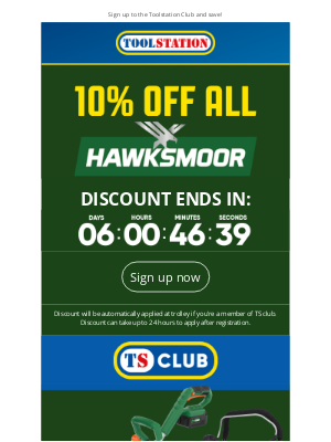 Toolstation (United Kingdom) - TS Club: 10% off all Hawksmoor