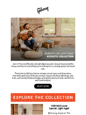 Gibson - Five new Murphy Lab Light Aged acoustics