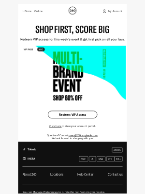 260 Sample Sale - Inner Circle ★ Shop Early Access → Multi-Brand Event