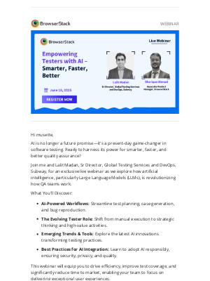 BrowserStack - Webinar | Transform Your Testing with AI: Smarter. Faster. Better
