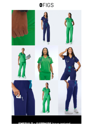 FIGS - Two New Colors—Emerald + Sapphire