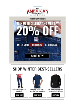 allamericanclothing - Take 20% off starting NOW