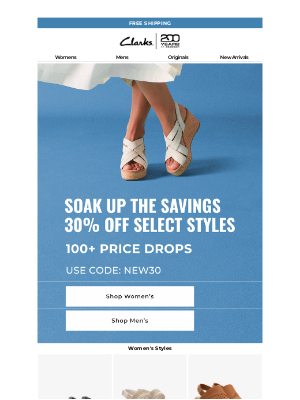 Clarks Shoes - 🌊Dive Into Deeper Discounts – 30% Off + Deeper Price Cuts!