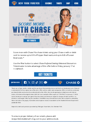 New York Knicks - Score More with Your Chase Credit or Debit Card