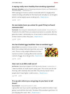 Quora - Is vaping really more healthy than smoking cigarettes?