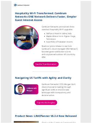 Cambium Networks - ONE Network Transforms Hospitality + Navigating US Tariffs