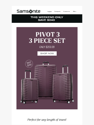 Samsonite - Exclusive Savings: 3 Piece Luggage Set Only $259.99