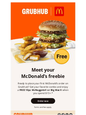GrubHub - FREE 10pc McNuggets® or Big Mac®