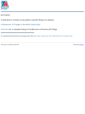TravelCenters of America - TravelCenters of America - 4 (Statement of Changes in Beneficial Ownership) SEC Filing