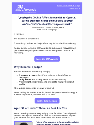 DMA- Data and Marketing Association (United Kingdom) - Final Call: Judge the 2025 DMA Awards