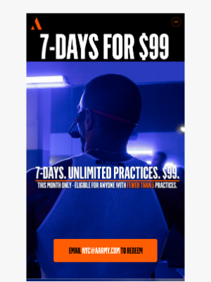 Aarmy - 7 Day Starter. Unlimited Practices. $99. 🫡