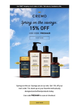 Cremo - Save 15%