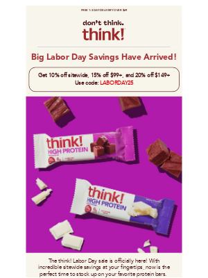 thinkThin - Your Labor Day treat: up to 20% off!