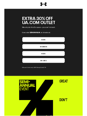 Under Armour - Extra 30% off outlet 🔥‼️