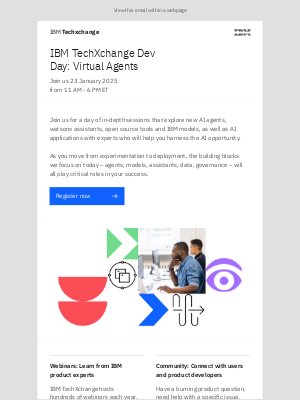 IBM - January 23 is IBM TechXchange Dev Day: Virtual Agents