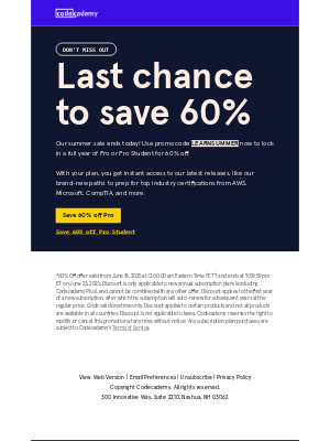 Codecademy - Last chance for 60% off