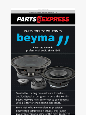 Parts Express - Now Available: Beyma Pro Components at Parts Express