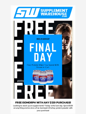 http:||supplementwarehouse.com - Final Hours: Spend $129, Get a Free Whey Protein 💪