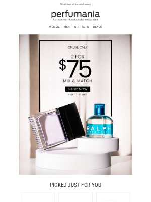 perfumania - Pick 2 Fragrances for Just $75!