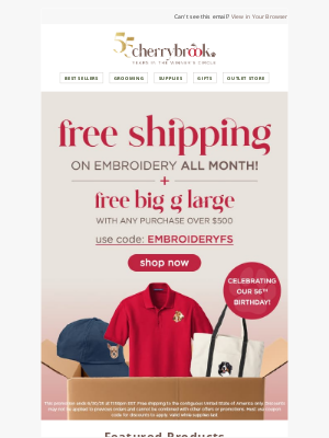 Cherrybrook Pet Supplies - All Month Long! Get Free Shipping on Embroidery! ❤️