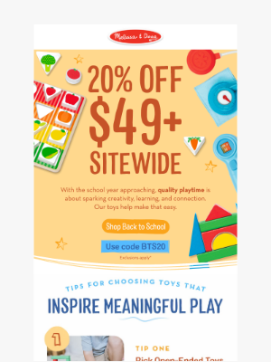 Melissa & Doug LLC - [20% Off Sitewide] Back to School Fun Awaits