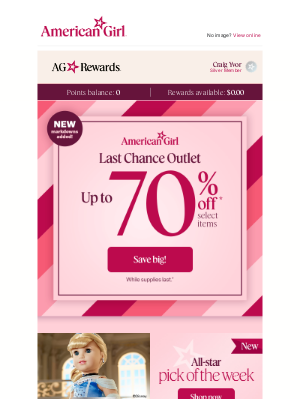 American Girl - August alert: Save up to 70% now