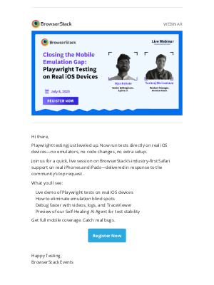 BrowserStack - Webinar | Run Playwright Tests on Real iOS Devices—No Code Changes Needed