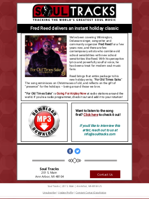 SoulTracks, LLC - SoulTracks Radio Playlist Download - Fred Reed is Going for Airplay with instant holiday classic