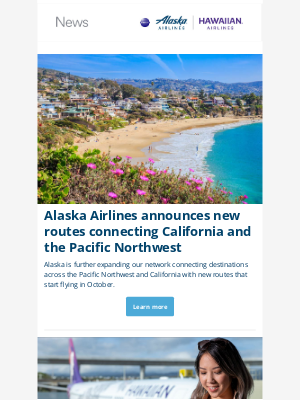 Alaska Airlines - Coming This October: New Alaska Airlines Routes from California to the PNW