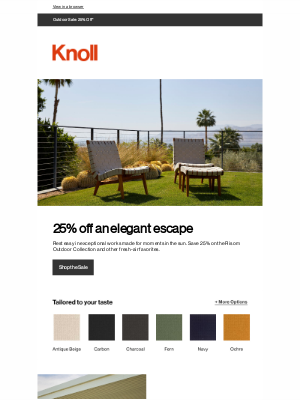 Knoll - Get ready to relax: 25% off outdoor lounging