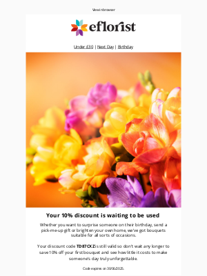 eFlorist (United Kingdom) - 🌸 Don't miss out on your 10% discount 