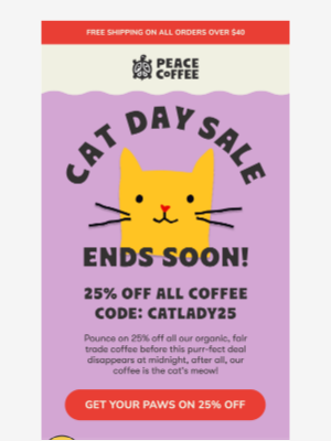 Peace Coffee - 🐱Last chance to get your paws on 25% off!🐱