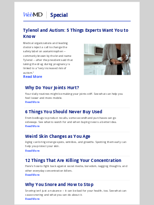 WebMD - Tylenol and Autism: 5 Things Experts Want You to Know