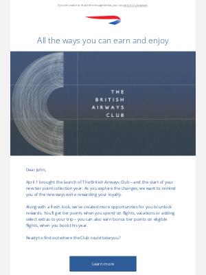 British Airways (United Kingdom) - Make the most of The British Airways Club