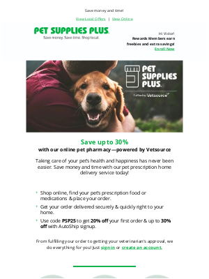 Pet Supplies Plus - Your pet’s health made easy: Save up to 30% with our online pharmacy! 💊🐶