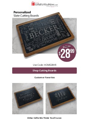 GiftsForYouNow.com - $28.99 Personalized Slate Cutting Boards | Save Over 30%