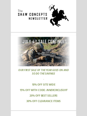 Shaw Concepts - Shaw Concepts Newsletter - SALE CONTINUES