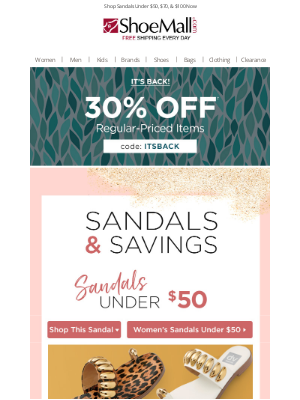ShoeMall - Sandals To Fit Any Budget + 30% Off